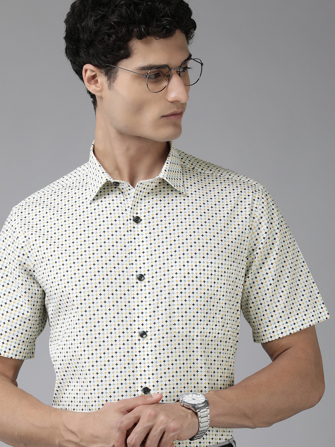 

Park Avenue Printed Formal Shirt, White