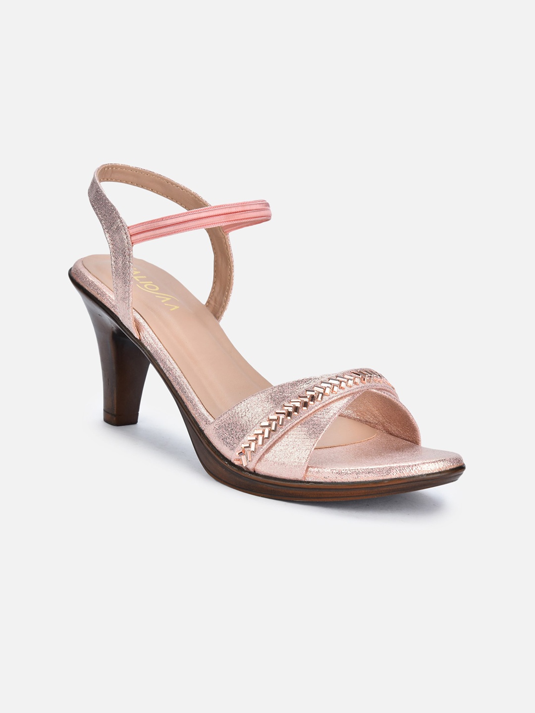 

VALIOSAA Ethnic Block Heels Backstrap, Rose gold