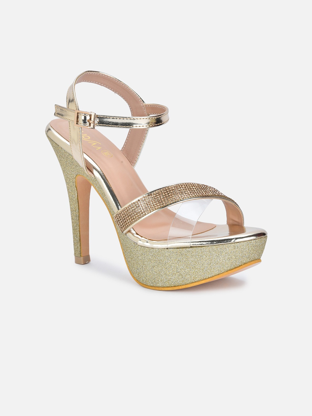 

VALIOSAA Embellished Party Stiletto Heels, Gold