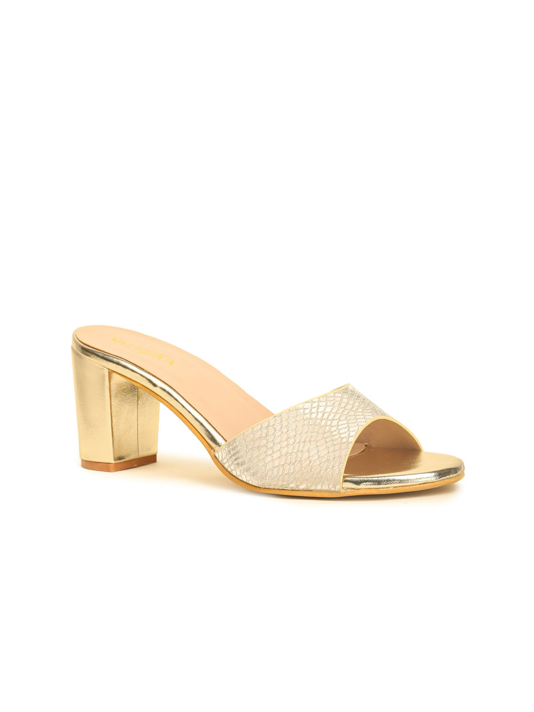

VALIOSAA Textured Party Block Heels, Gold