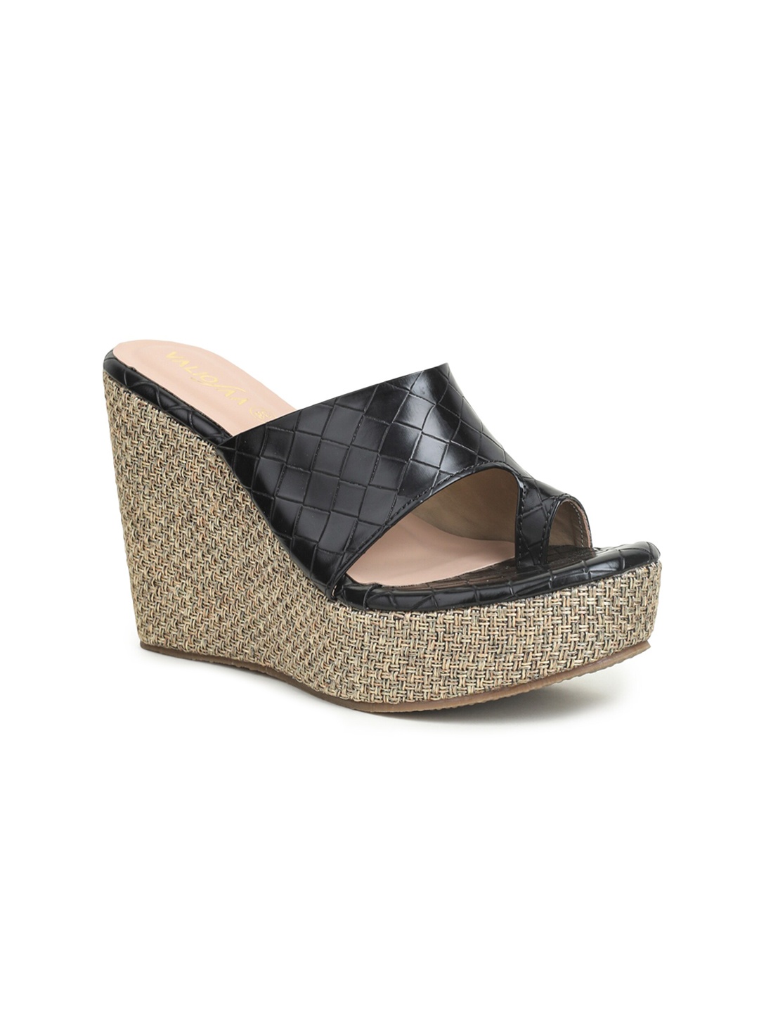 

VALIOSAA Textured Wedges Heels, Black