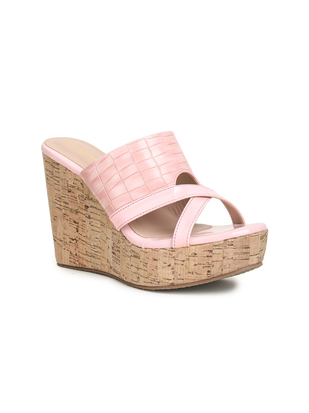 

VALIOSAA Textured Wedge Heels, Pink