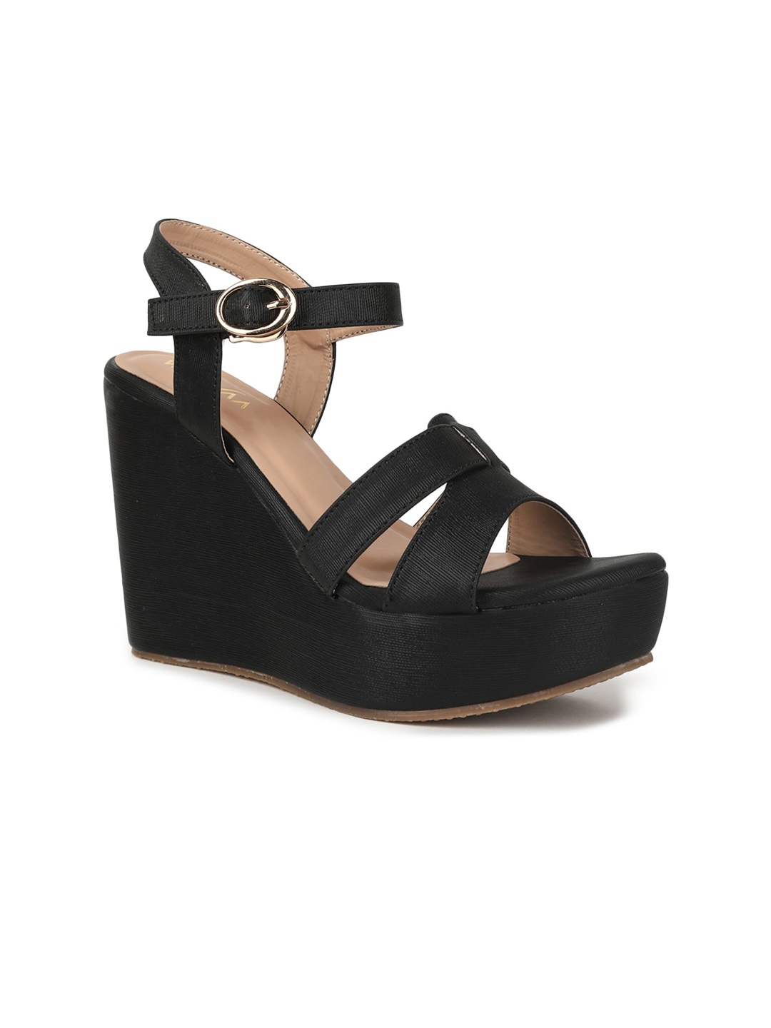 

VALIOSAA Solid Wedge Heels, Black
