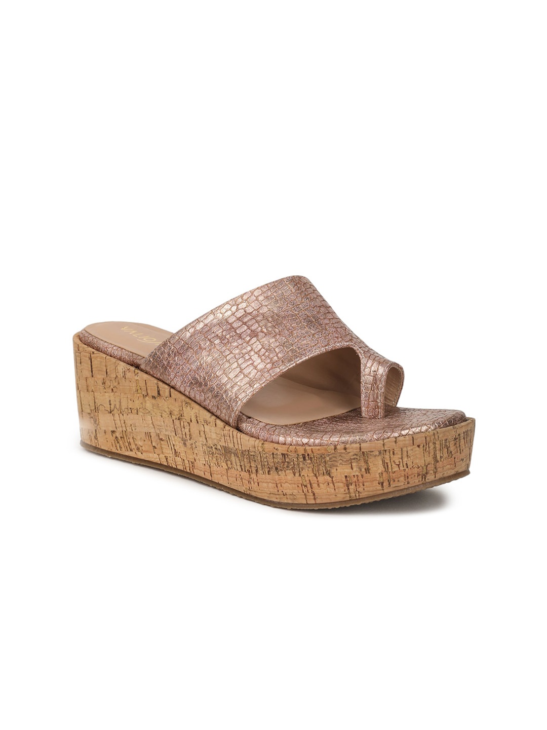 

VALIOSAA Open Back Wedge Heels, Rose gold