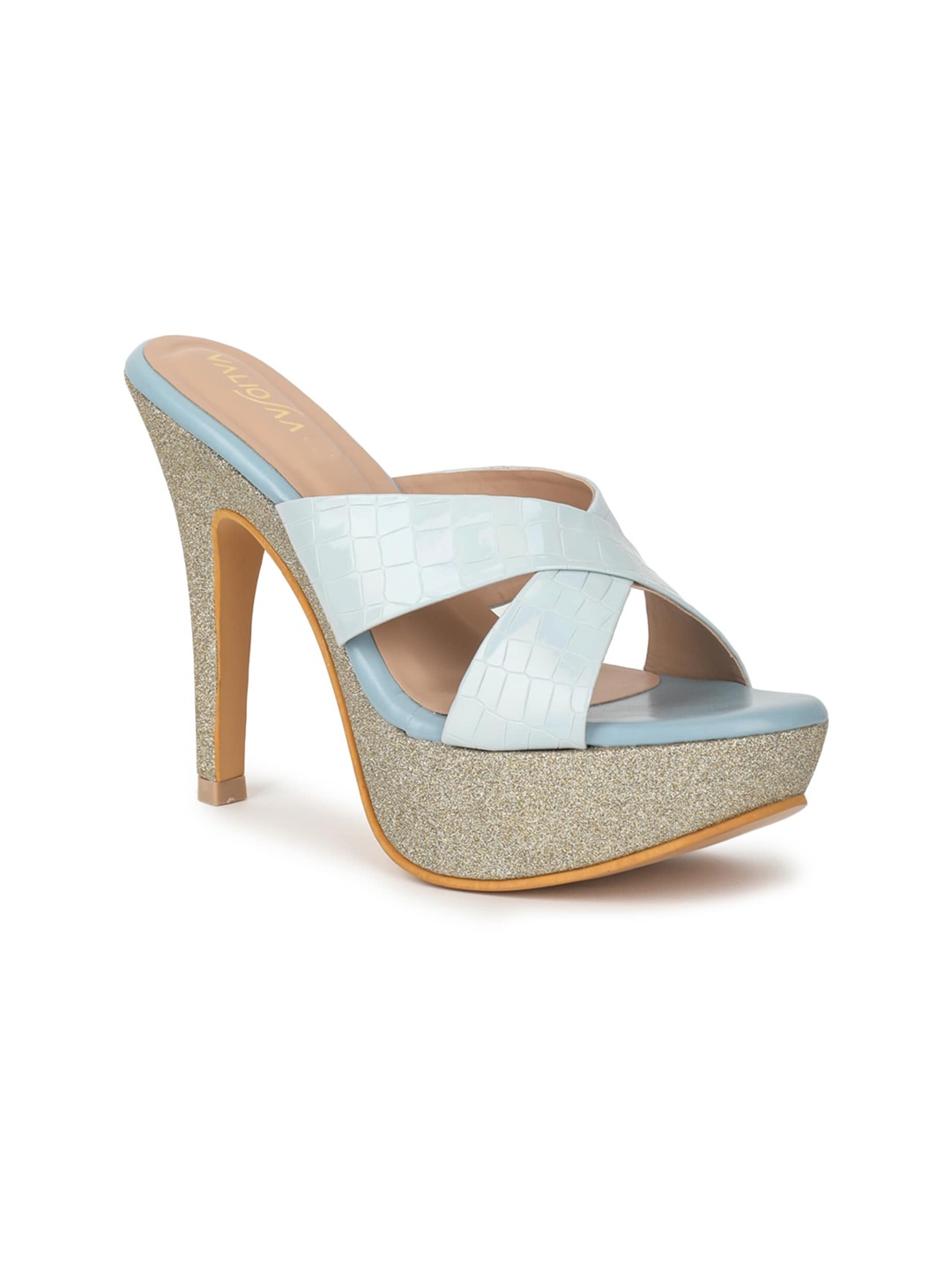 

VALIOSAA Textured Party Stiletto Heels, Blue