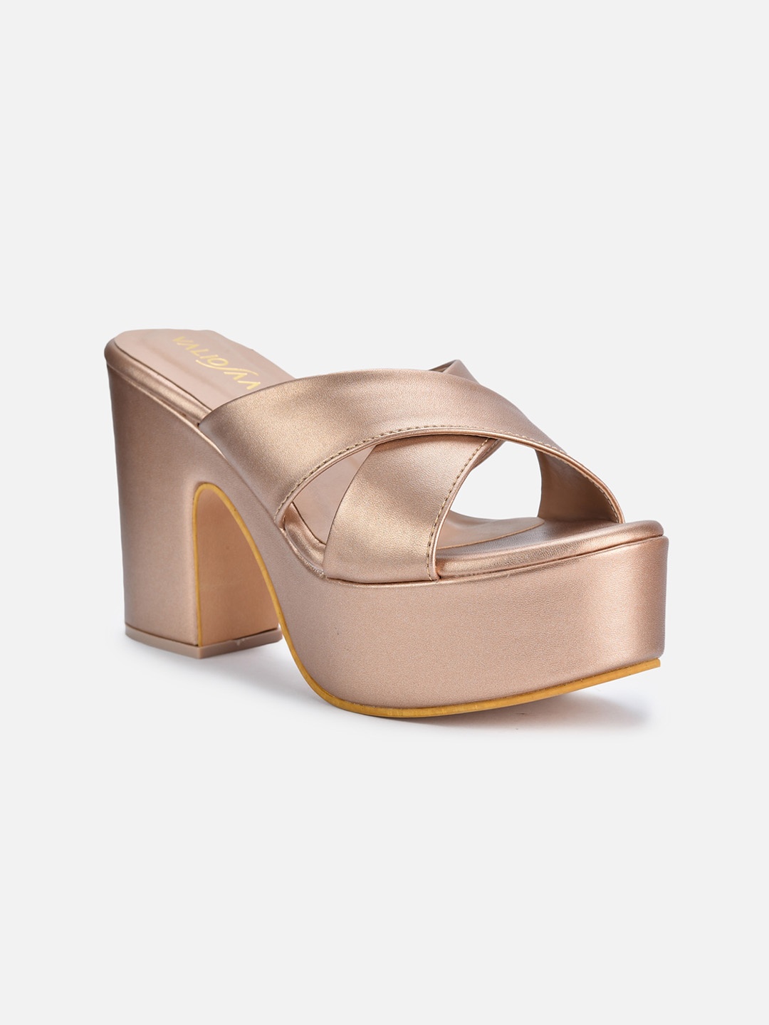 

VALIOSAA Women Open Toes Block Heels, Rose gold