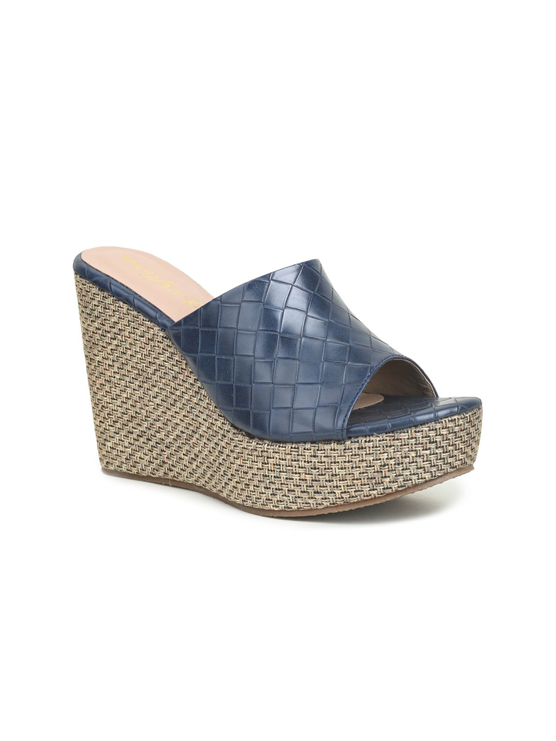 

VALIOSAA Textured Platform Peep Toes, Navy blue