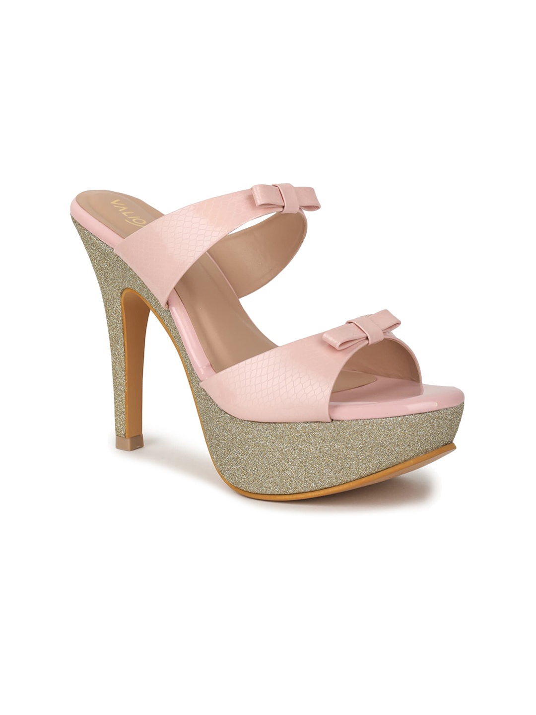 

VALIOSAA Party Platform Heels with Bows, Pink
