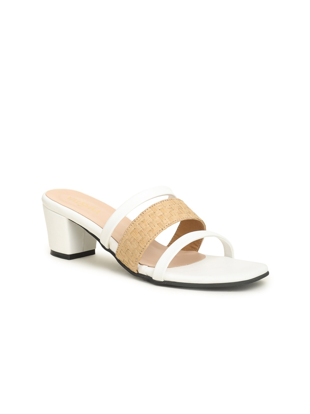 

VALIOSAA Textured Block Heels, White