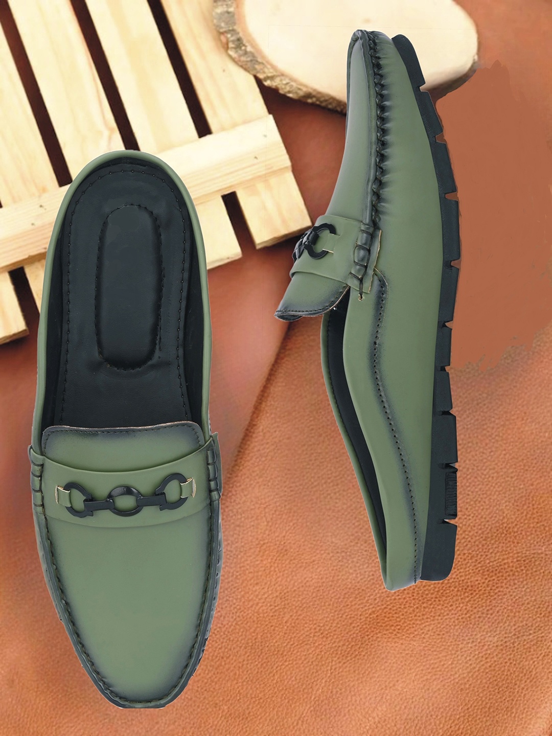 

MANSAMUSA Men Lightweight Horsebit Loafers, Olive
