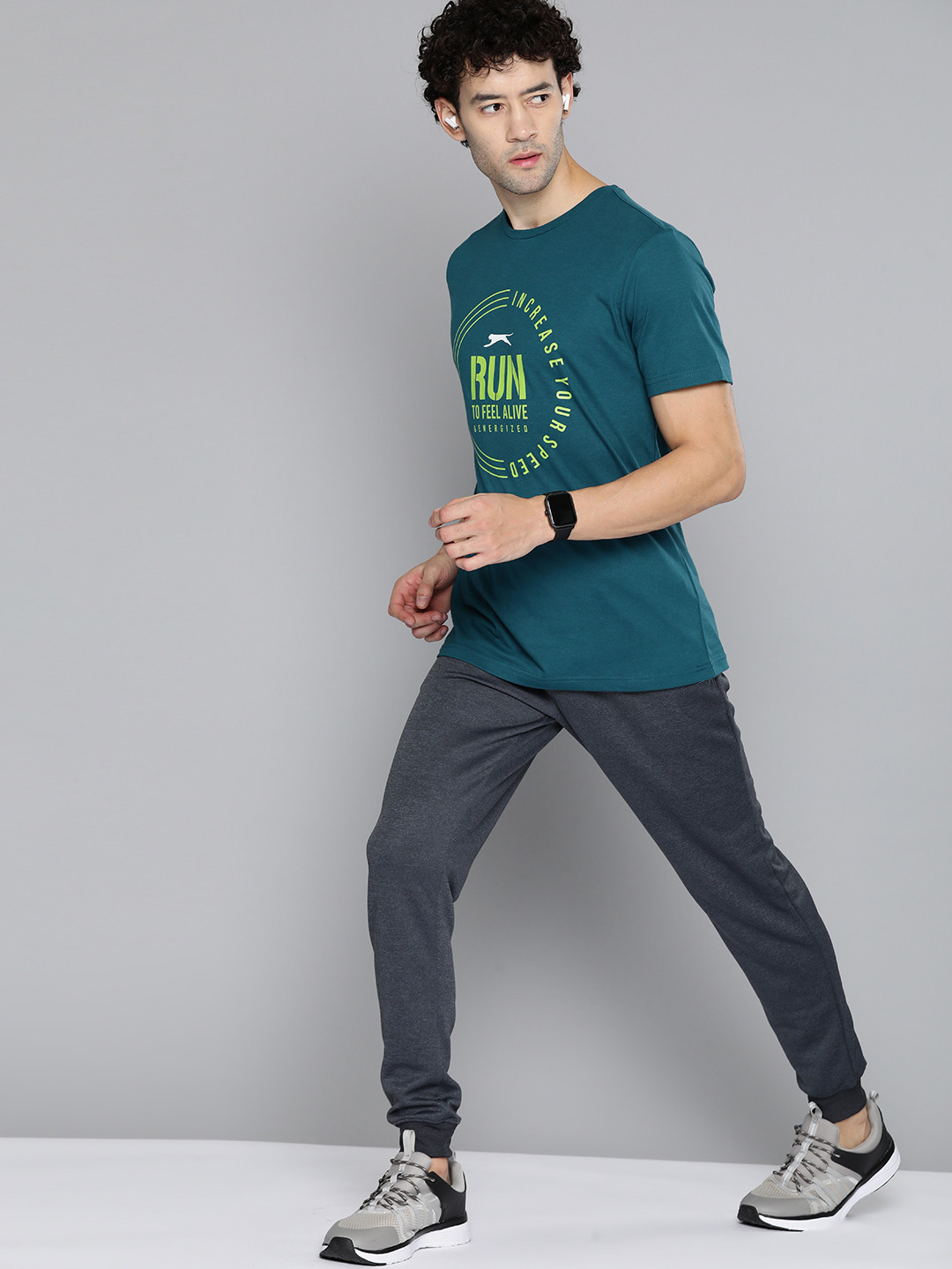 

Slazenger Men Typography Printed T-shirt, Teal