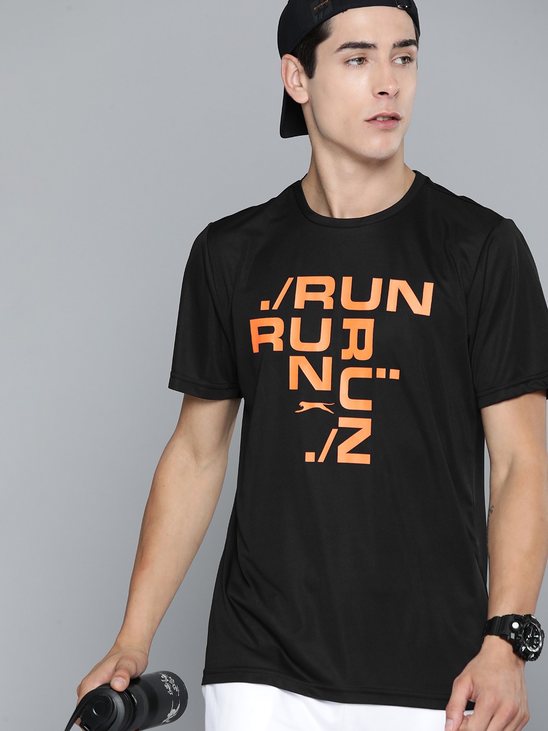 

Slazenger Typography Printed Running Ultra-Dry T-shirt, Black