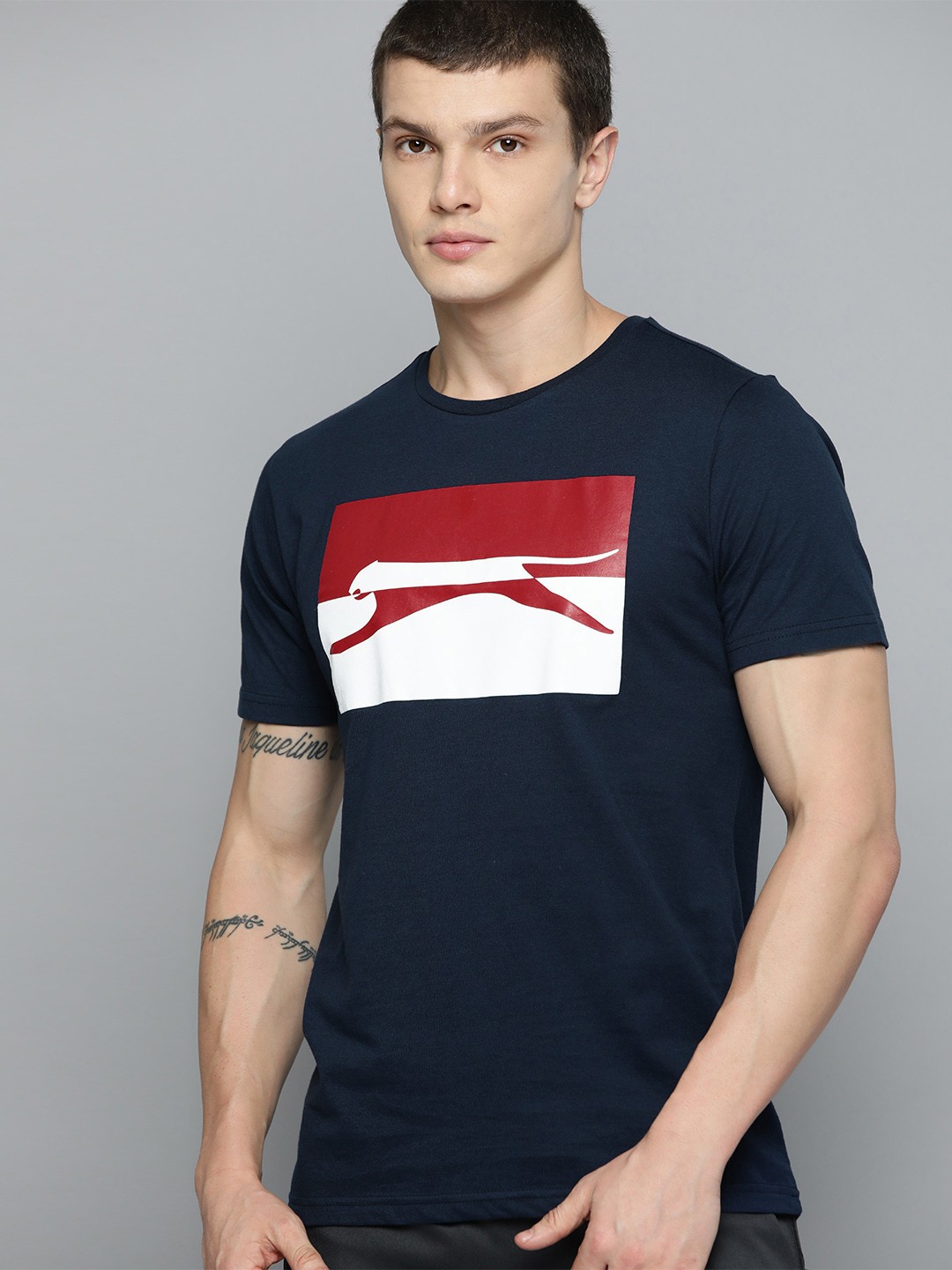 

Slazenger Brand Logo Printed Running T-shirt, Navy blue