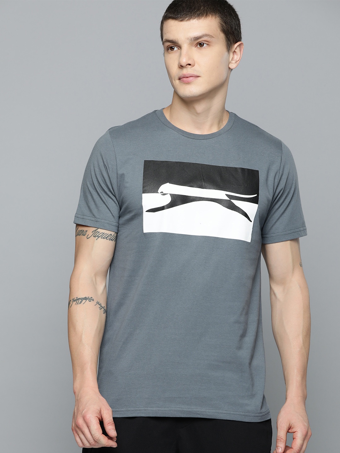 

Slazenger Brand Logo Printed Running T-shirt, Grey