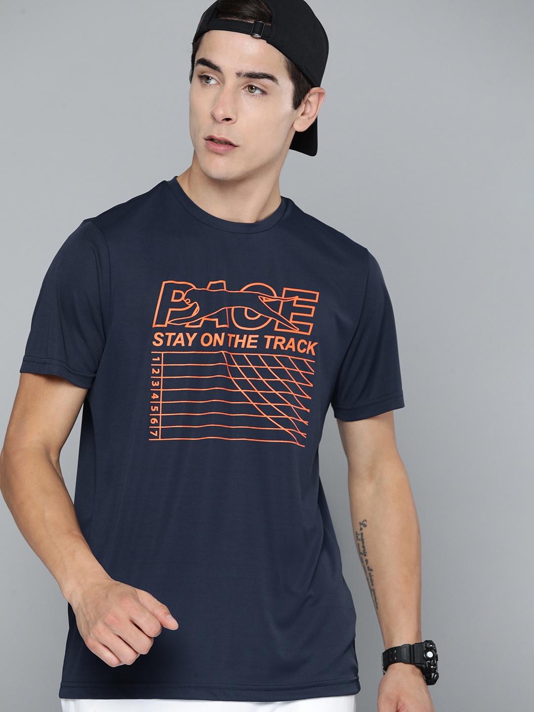 

Slazenger Typography Print Ultra-Dry Running T-shirt, Navy blue