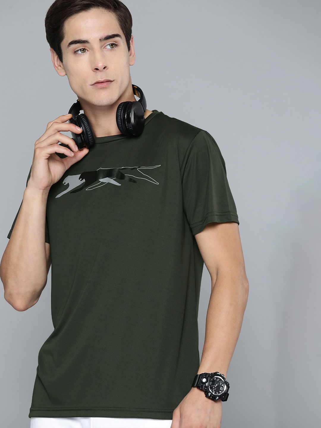 

Slazenger Brand Logo Print Ultra-Dry Running T-shirt, Olive