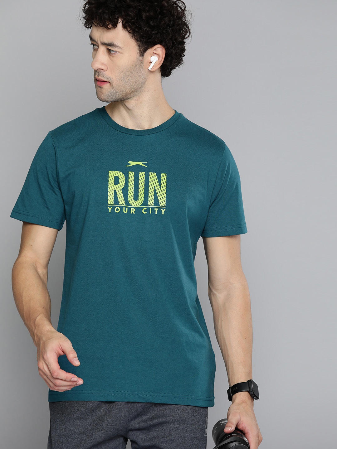 

Slazenger Men Typography Printed T-shirt, Teal