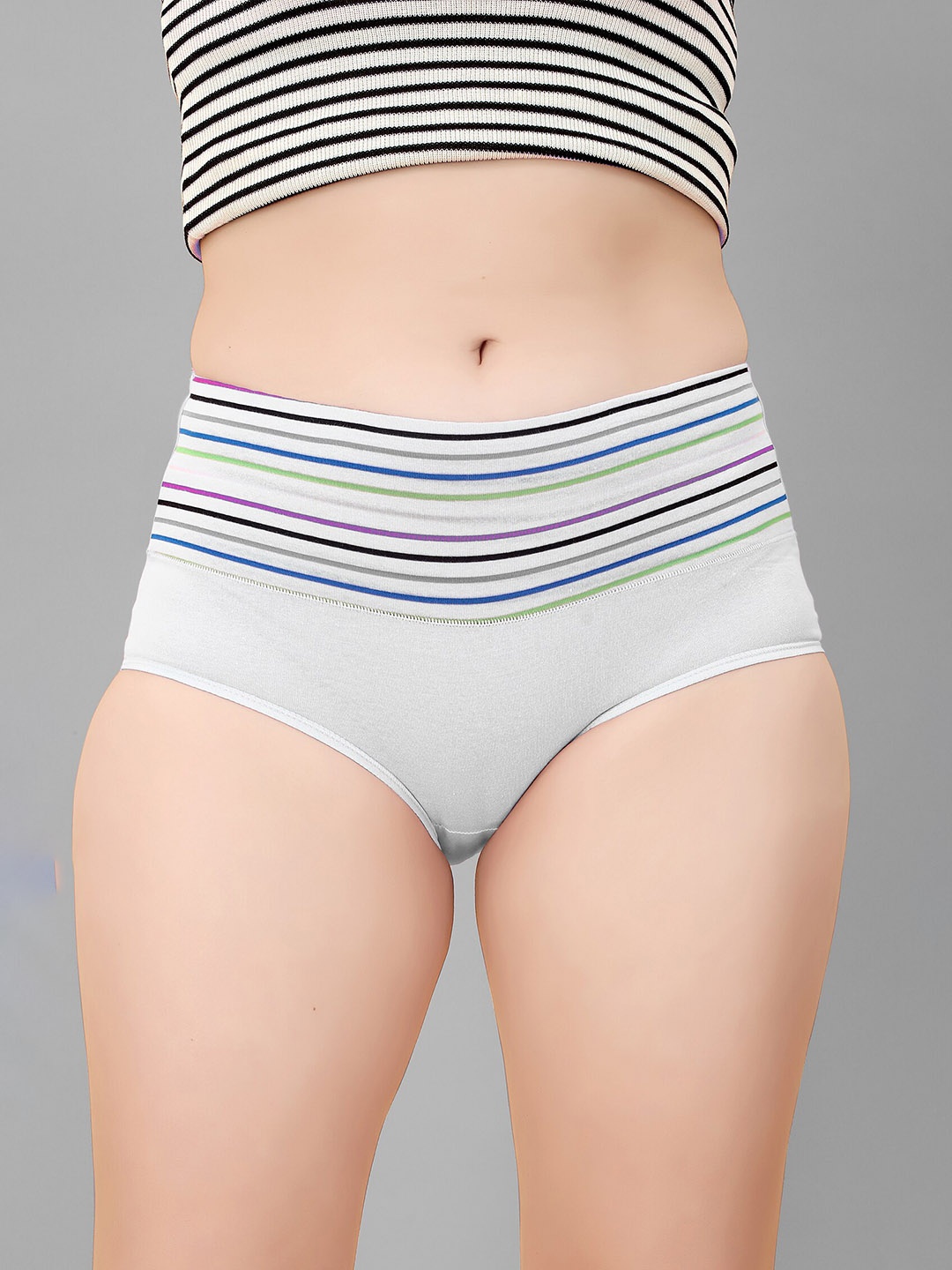 

Flenzy Women High Rise Hipster Brief, Grey