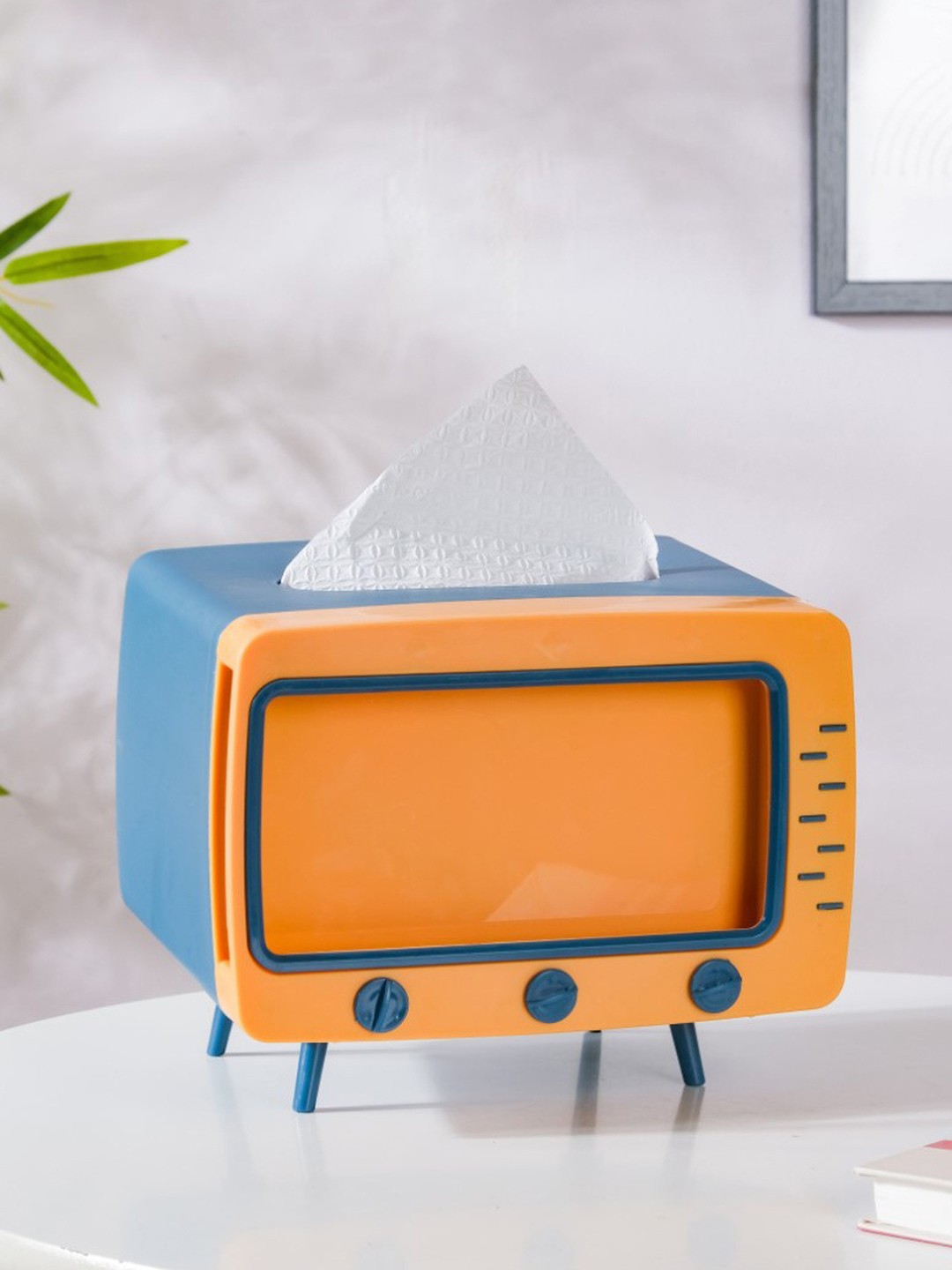 

Nestasia Blue & Orange TV Tissue Box Holder With Stand