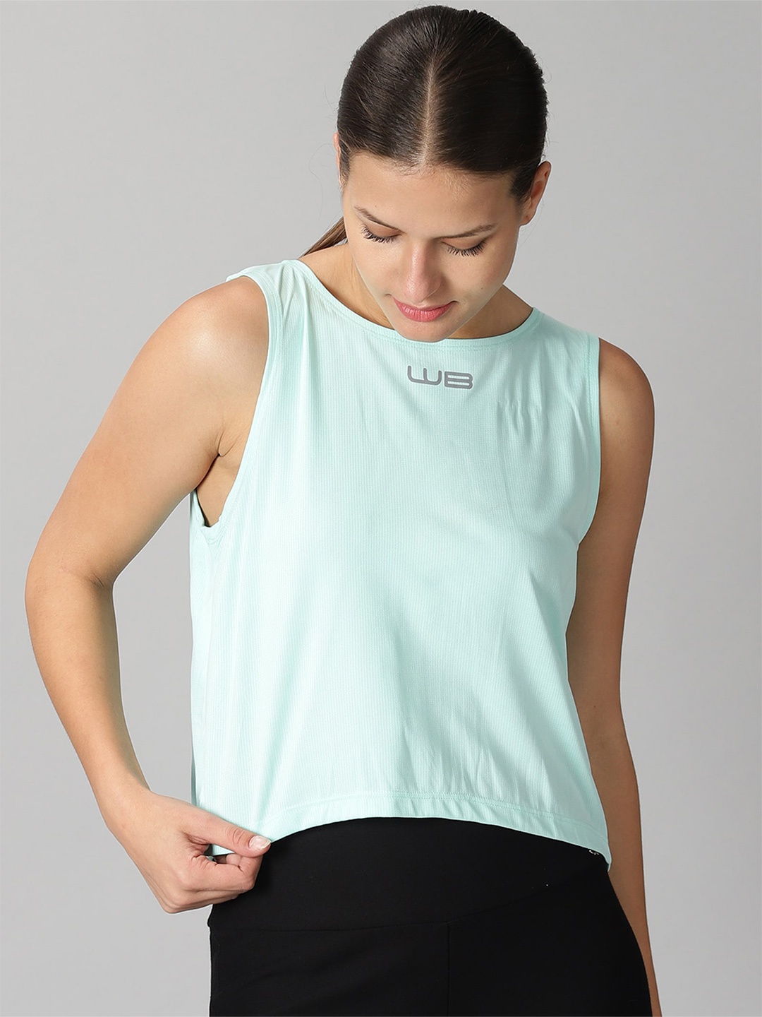 

Wildbrocket Women Back Split Anti Odour Crop T-shirt, Sea green