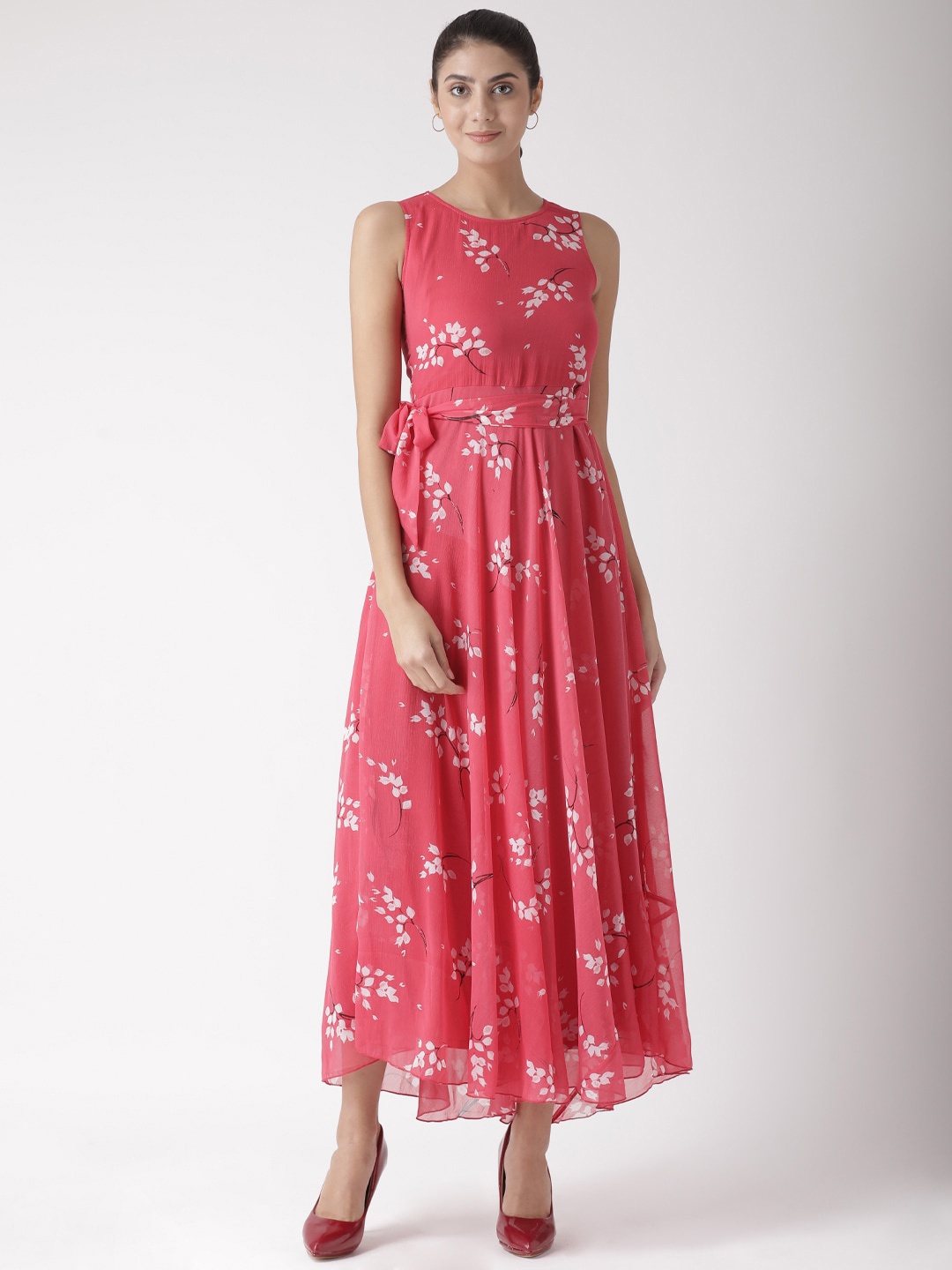 

The Vanca Floral Printed Belted Maxi Empire Dress, Pink