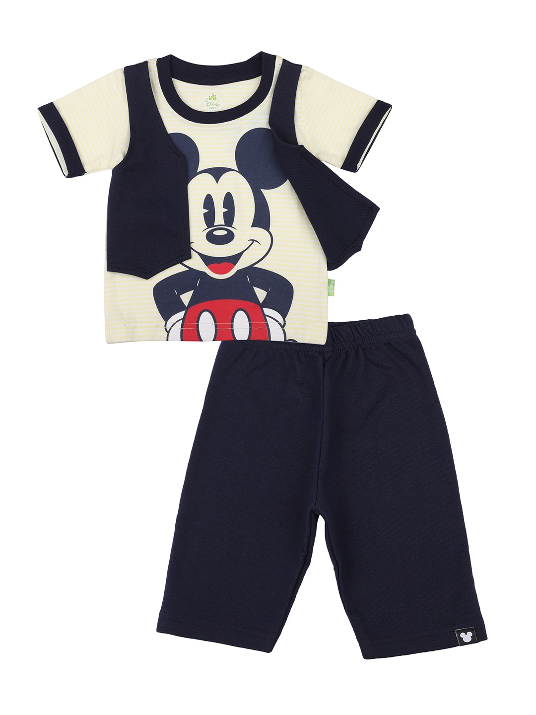 

Bodycare Kids Infant Boy Printed Pure Cotton T-shirt with Capris, Navy blue