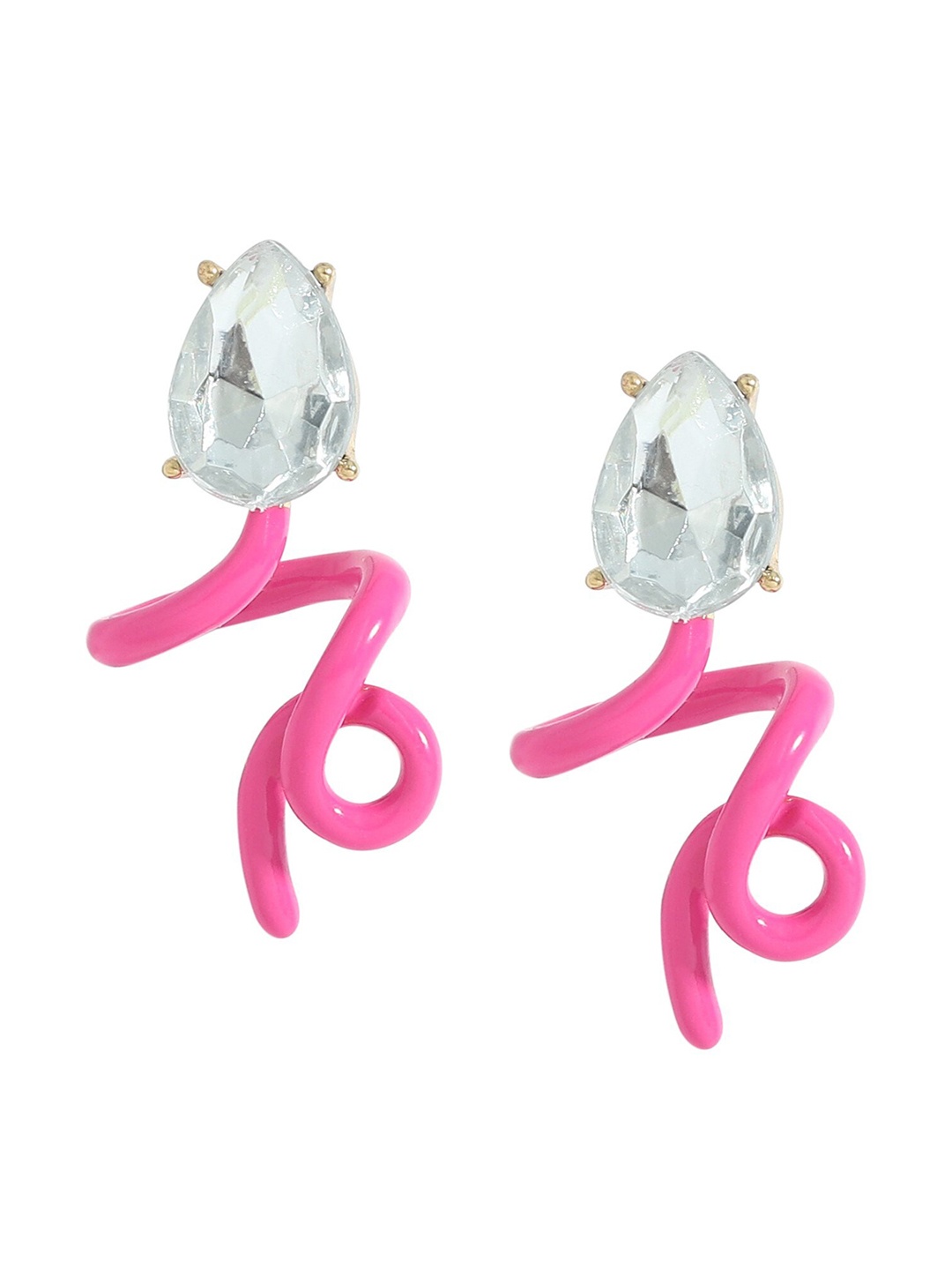 

THESTO Brass-Plated Contemporary Drop Earrings, Pink