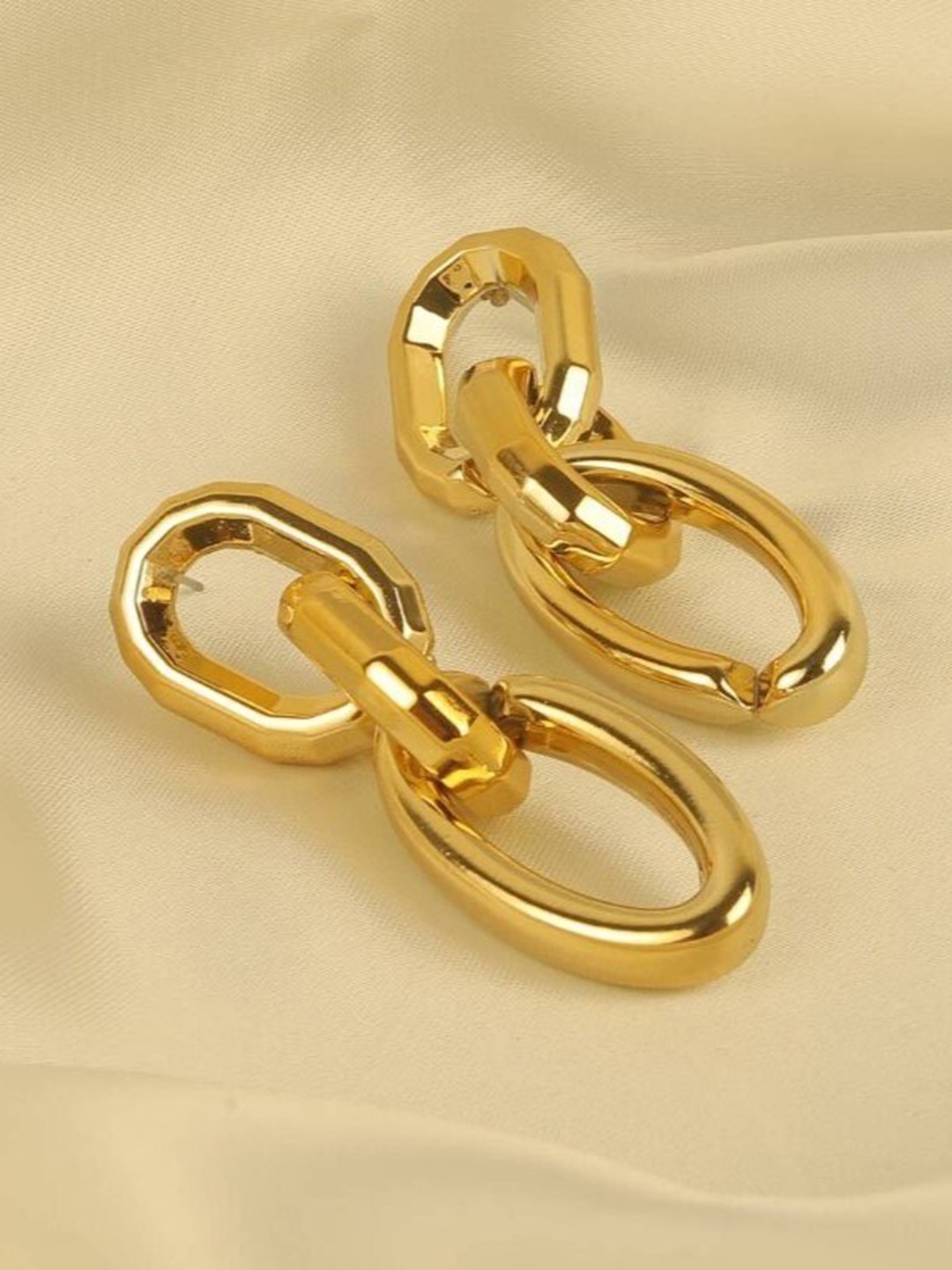 

THESTO Brass-Plated Oval Drop Earrings, Gold