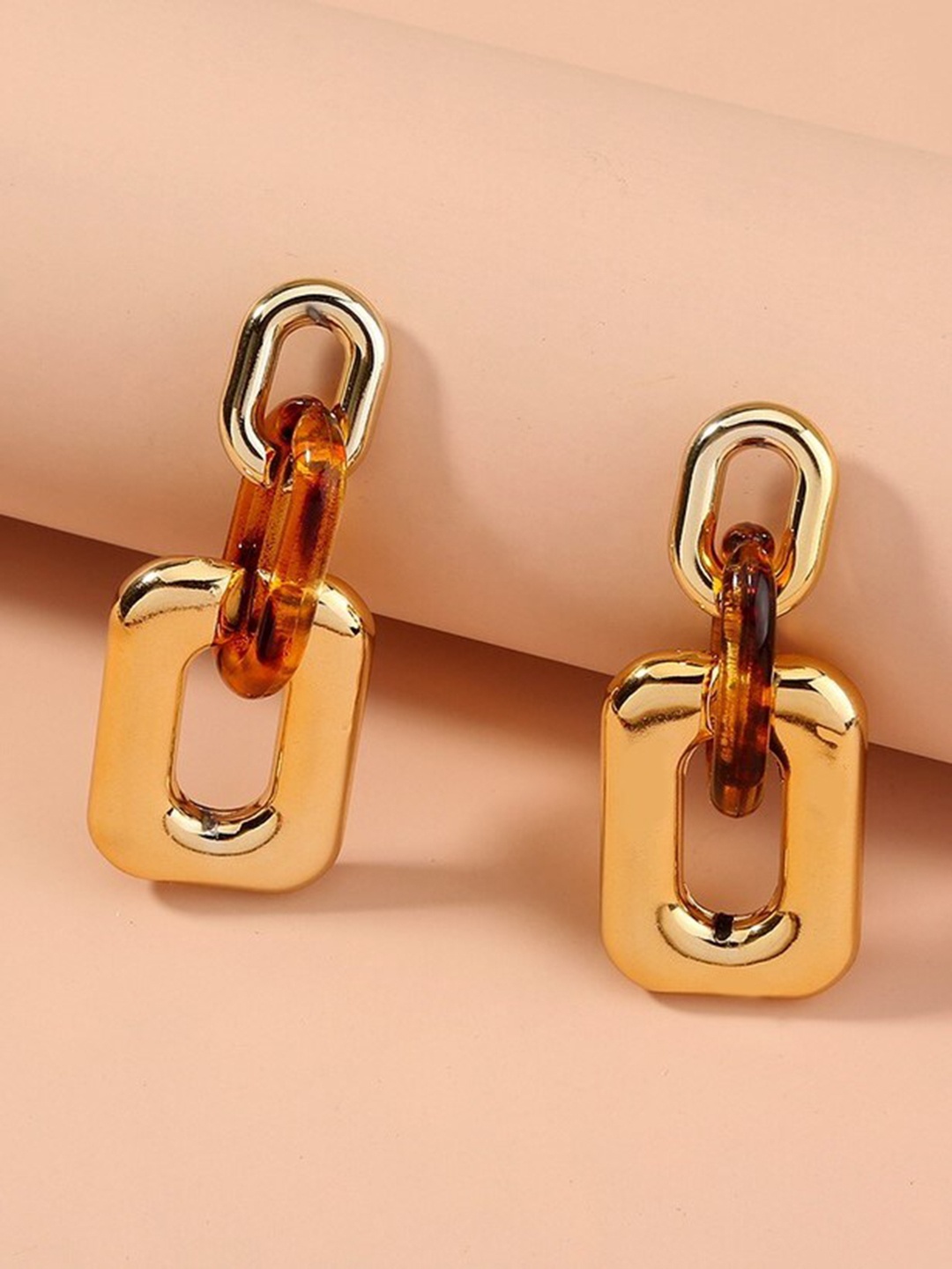 

THESTO Gold-Plated Contemporary Drop Earrings