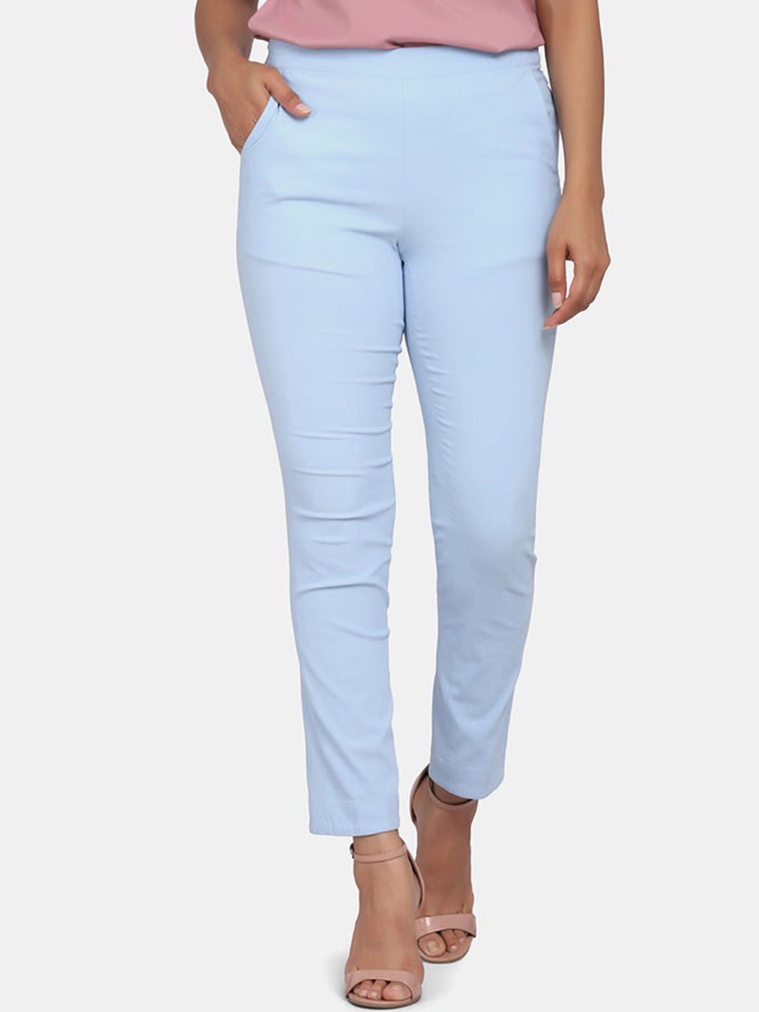 

PowerSutra Women Slim Fit Trousers, Blue