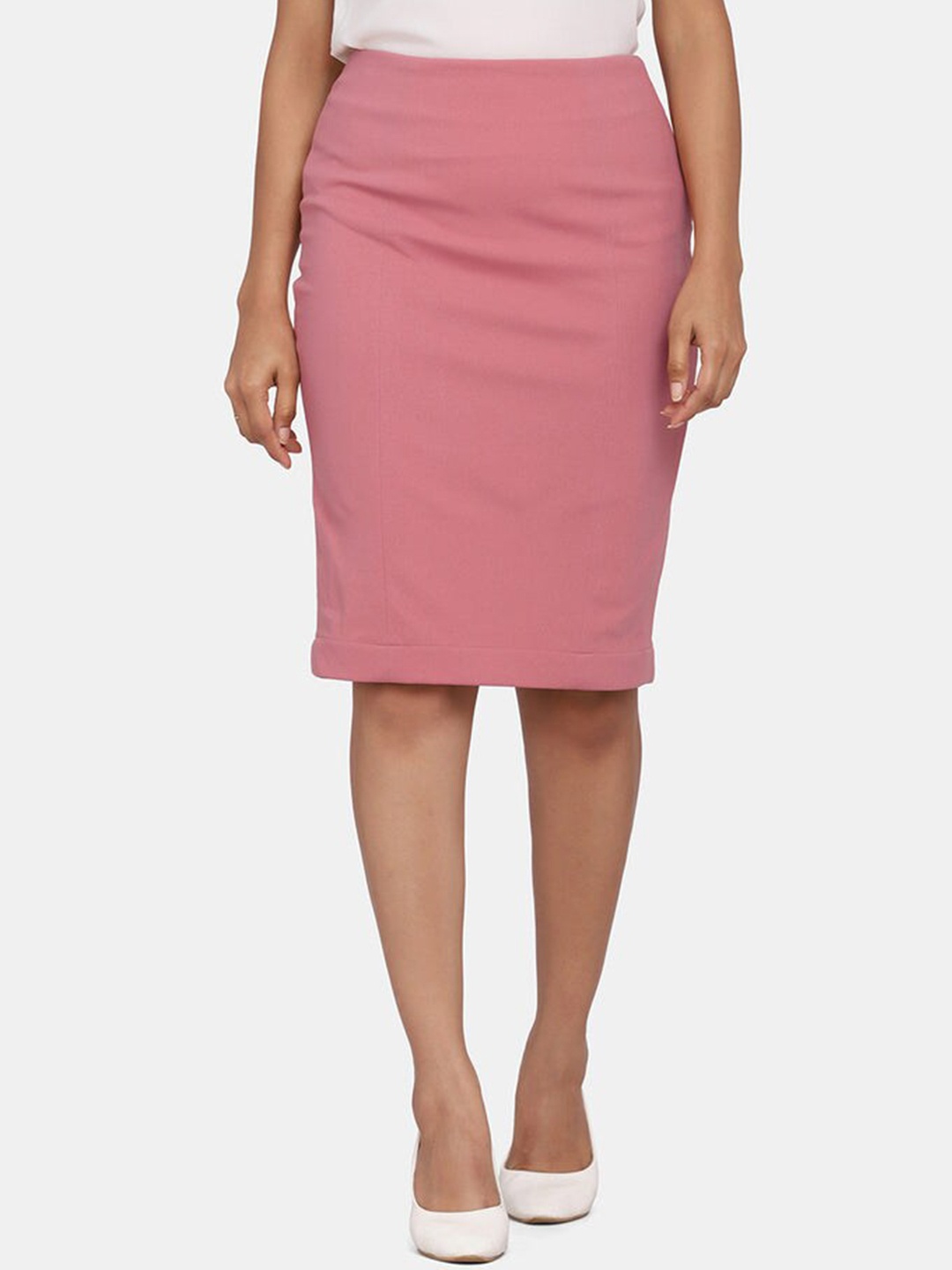 

PowerSutra Knee-Length Pencil Skirt, Pink