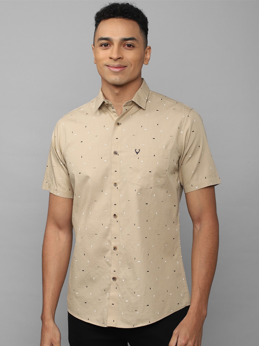 

Allen Solly Slim Fit Micro Printed Casual Cotton Shirt, Khaki