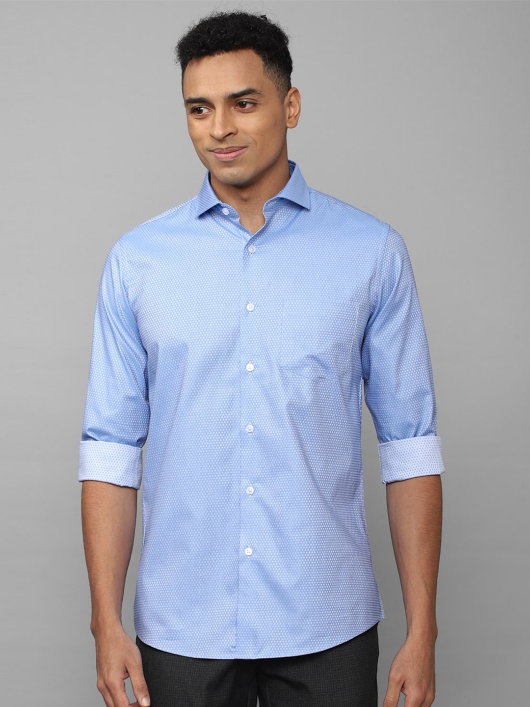 

Allen Solly Men Slim Fit Micro Ditsy Printed Casual Pure Cotton Shirt, Blue