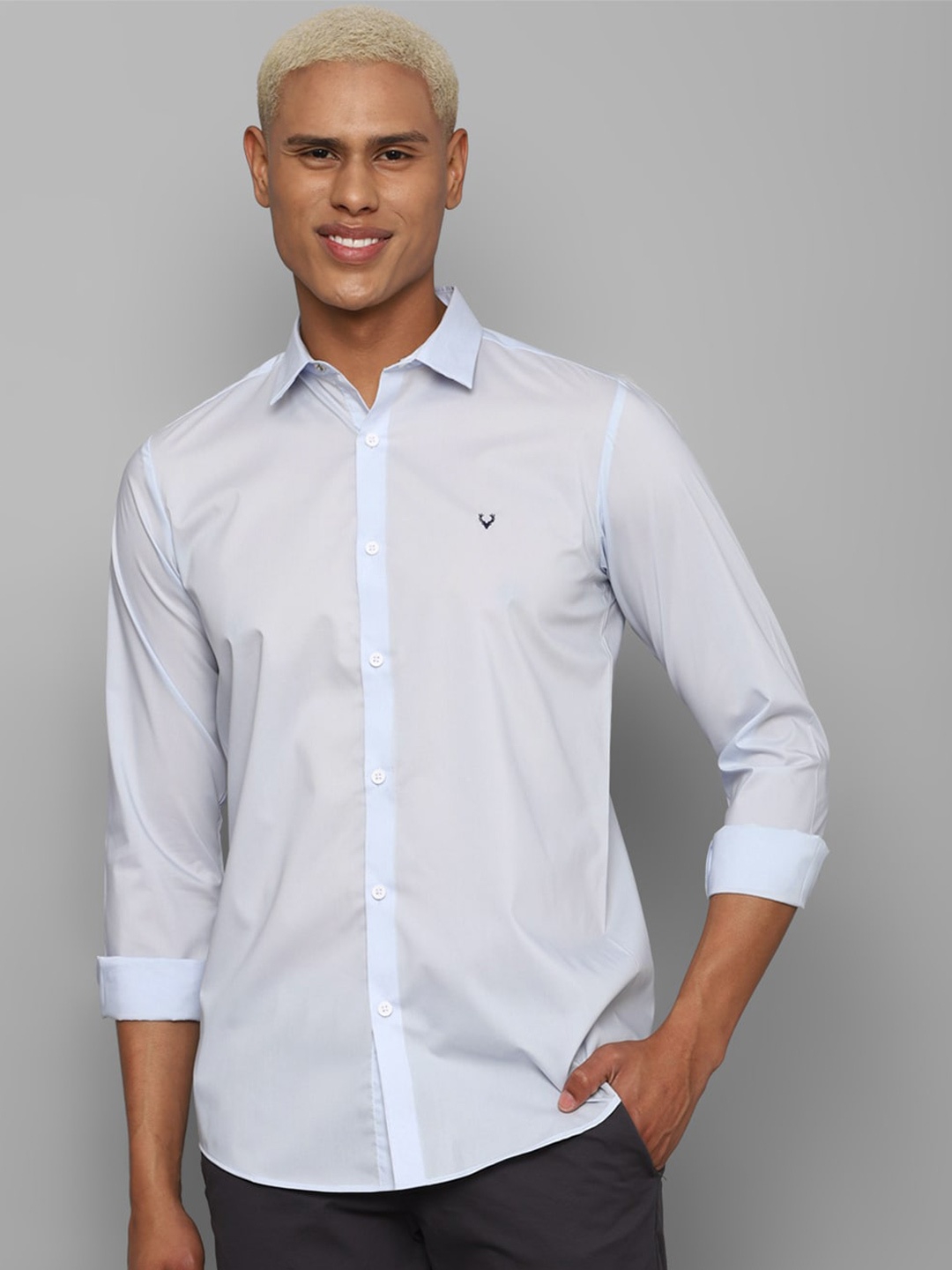 

Allen Solly Men Plus Size Spread Collar Slim Fit Casual Shirt, Blue