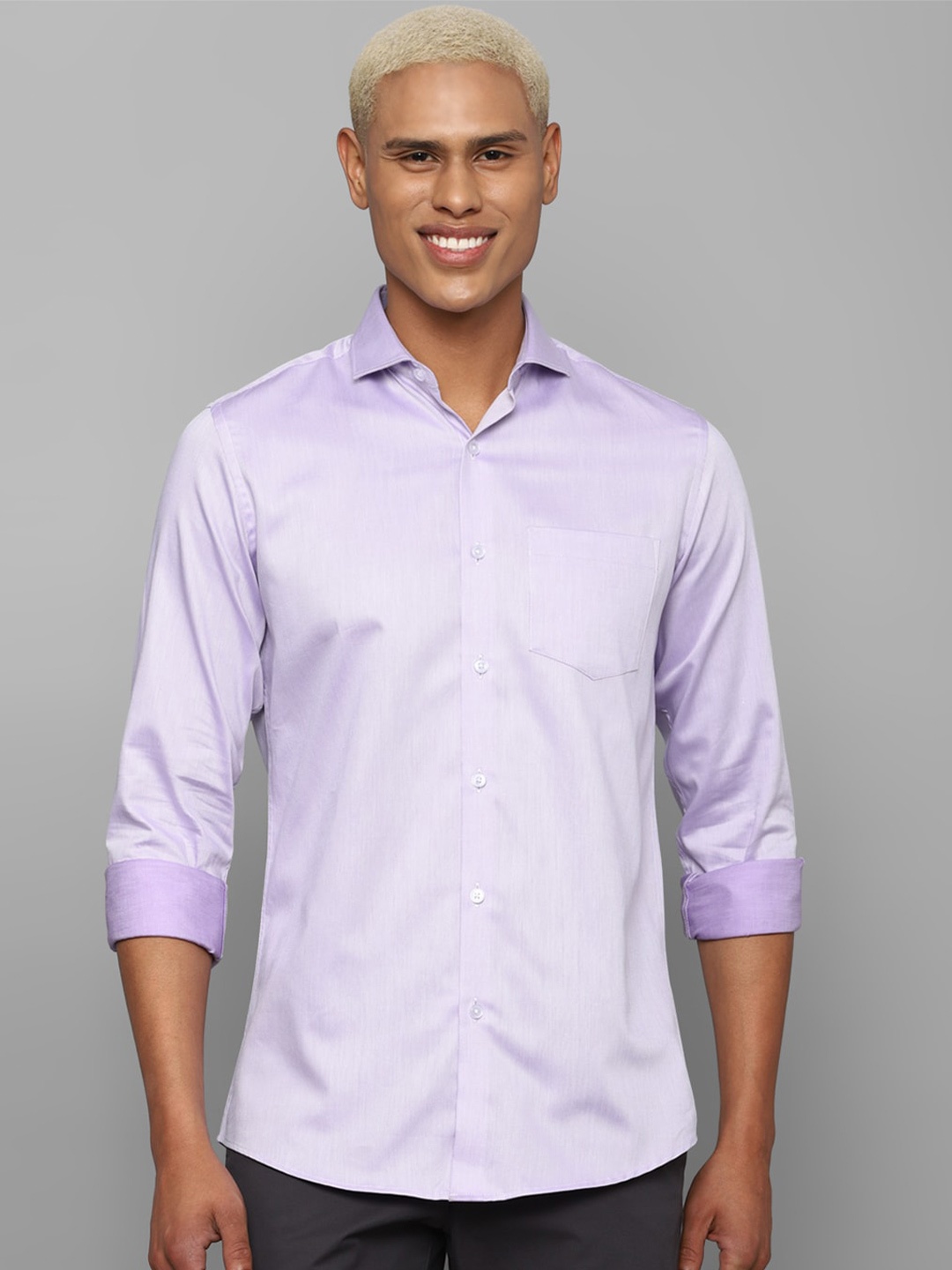 

Allen Solly Men Slim Fit Casual Pure Cotton Shirt, Purple