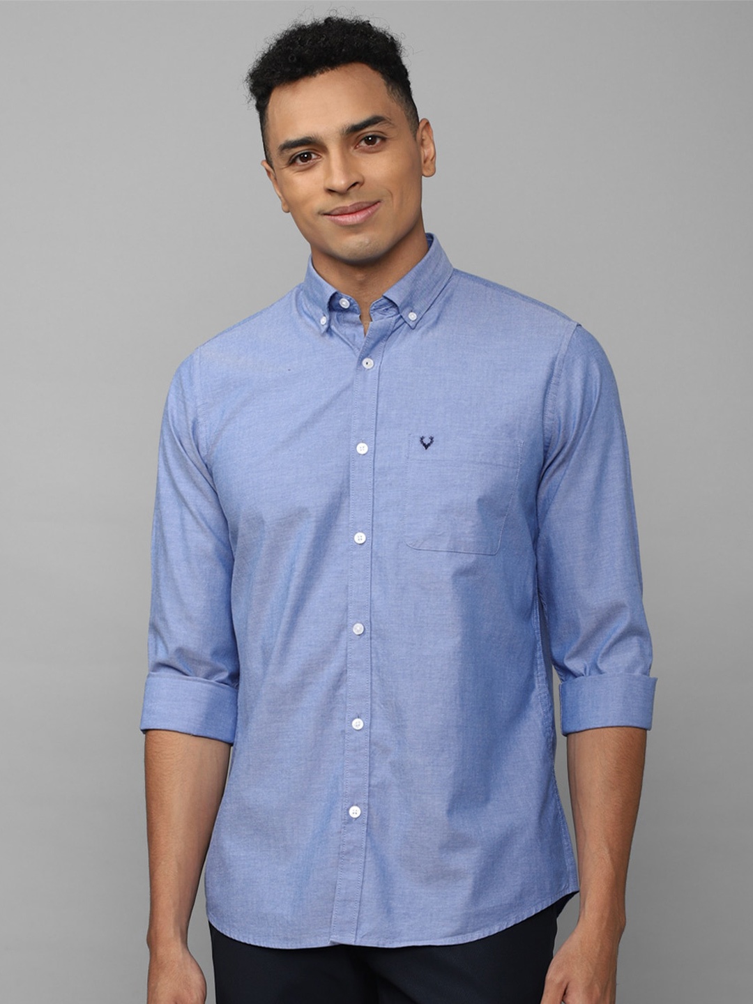 

Allen Solly Men Slim Fit Pure Cotton Casual Shirt, Blue