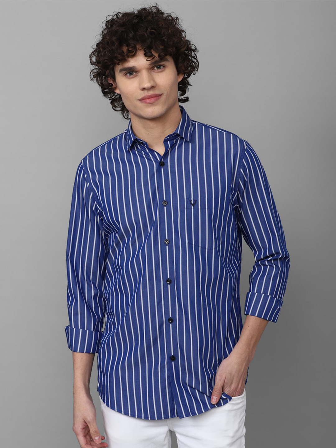 

Allen Solly Men Striped Casual Cotton Shirt, Blue