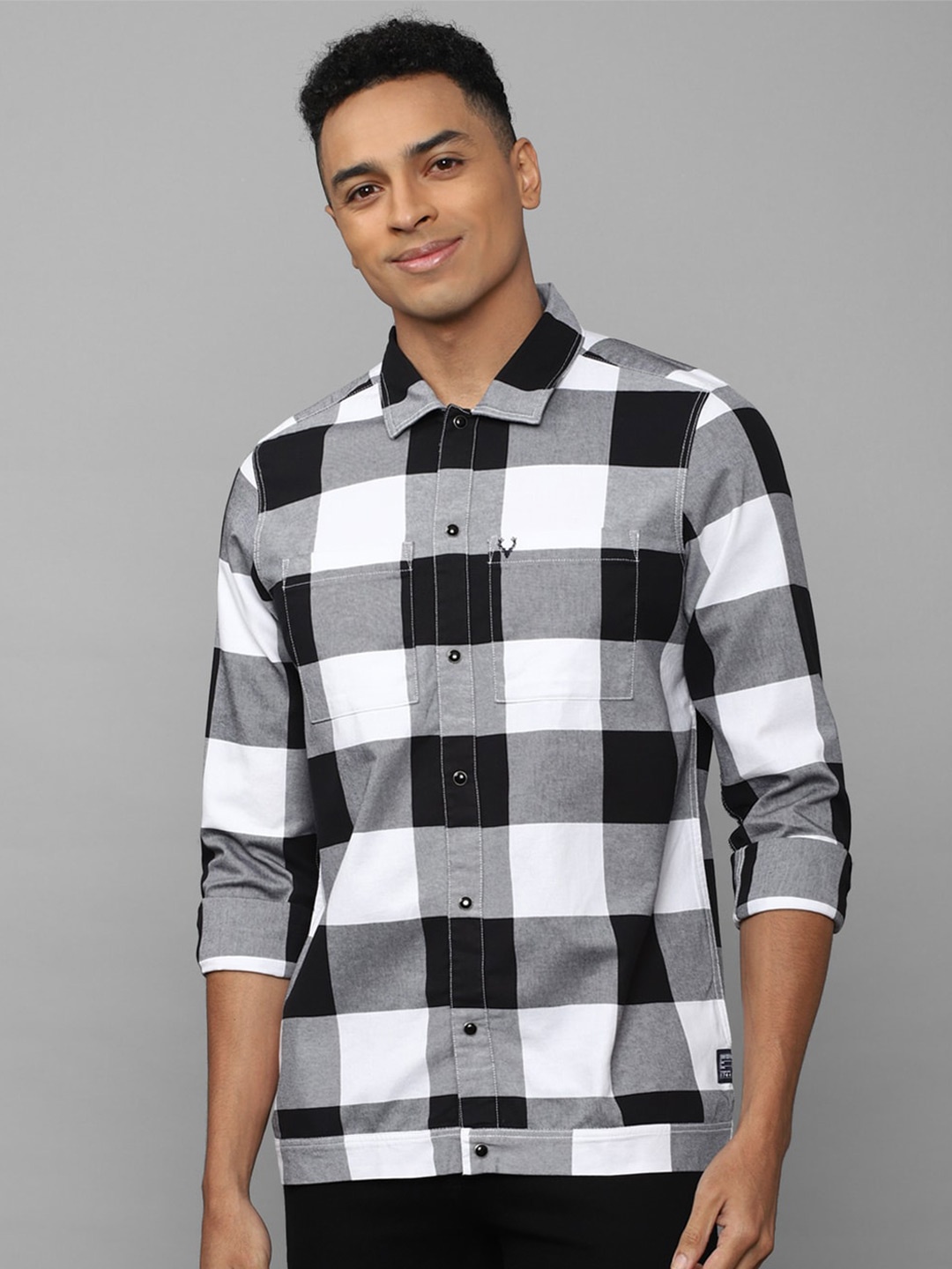 

Allen Solly Sport Men Checked Pure Cotton Regular Fit Casual Shirt, Black
