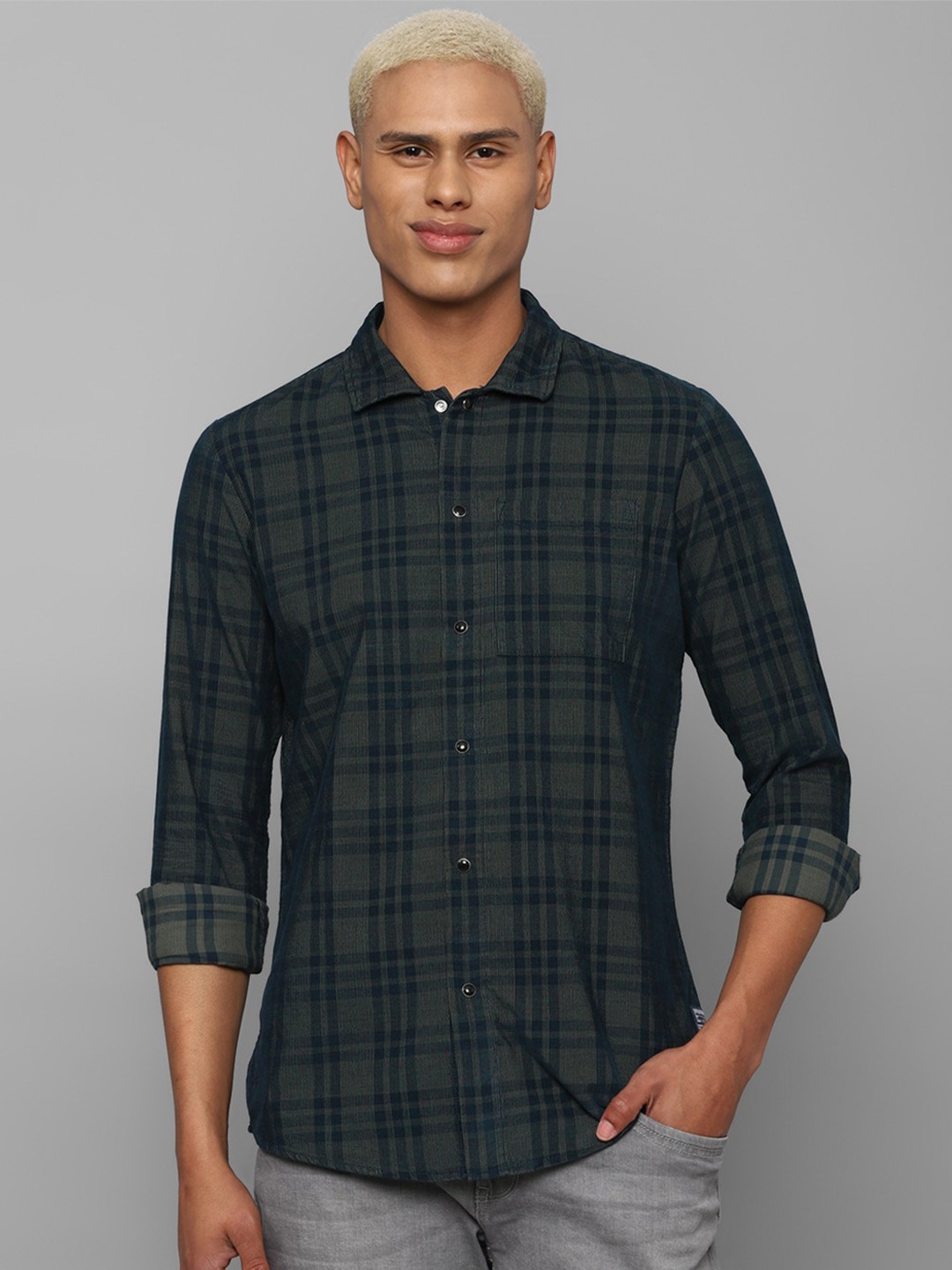 

Allen Solly Sport Men Tartan Checks Pure Cotton Casual Shirt, Green