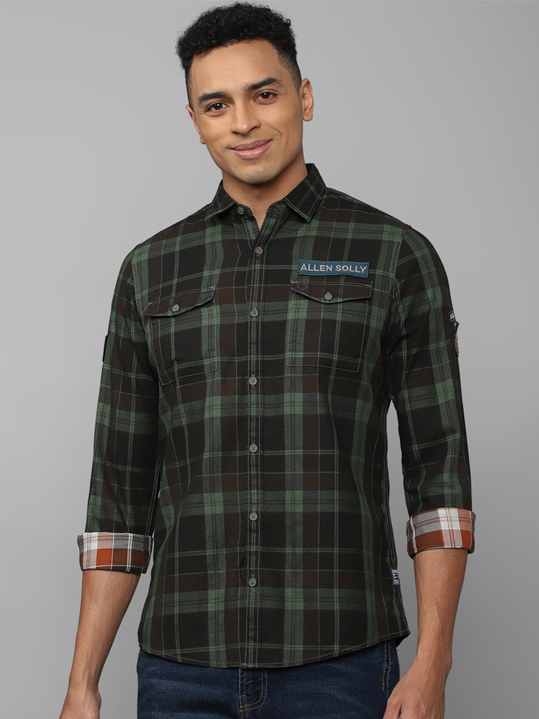 

Allen Solly Sport Men Tartan Checks Checked Pure Cotton Casual Shirt, Green