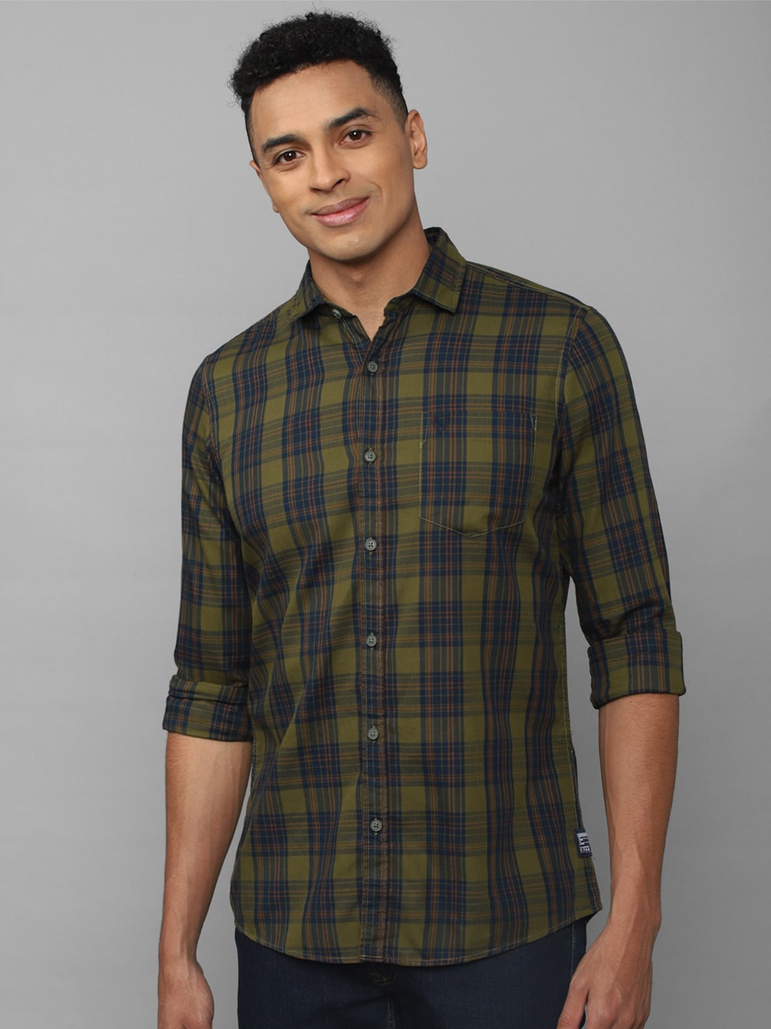 

Allen Solly Sport Men Tartan Checks Checked Pure Cotton Casual Shirt, Olive
