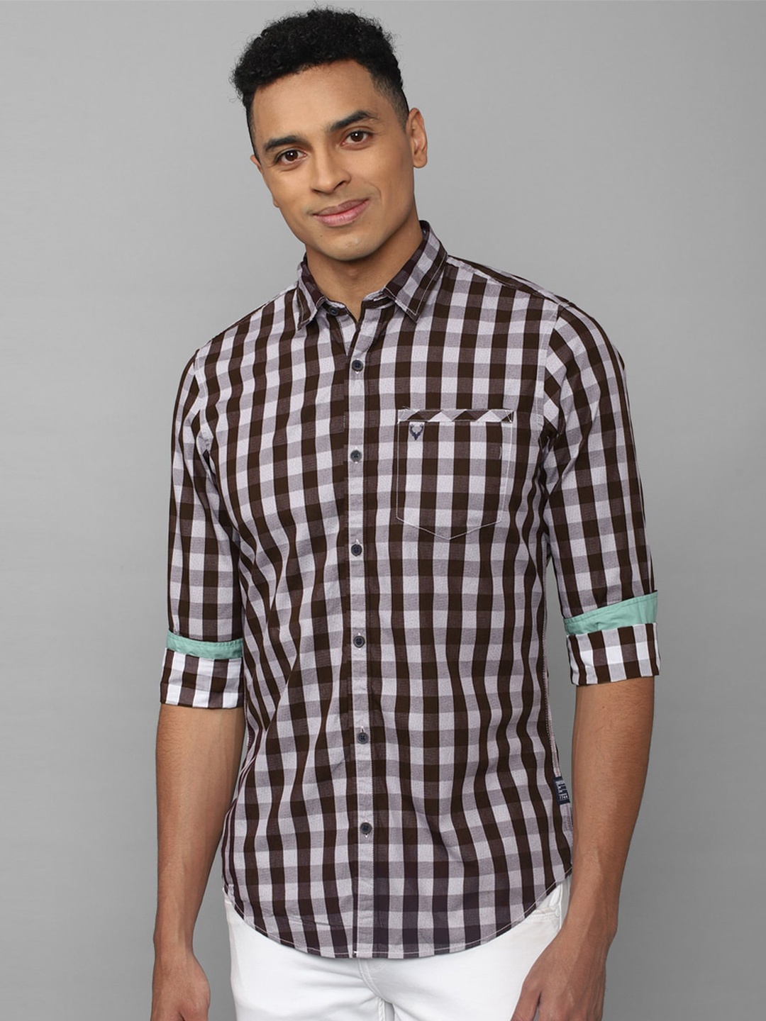 

Allen Solly Sport Men Gingham Checks Casual Cotton Shirt, Maroon