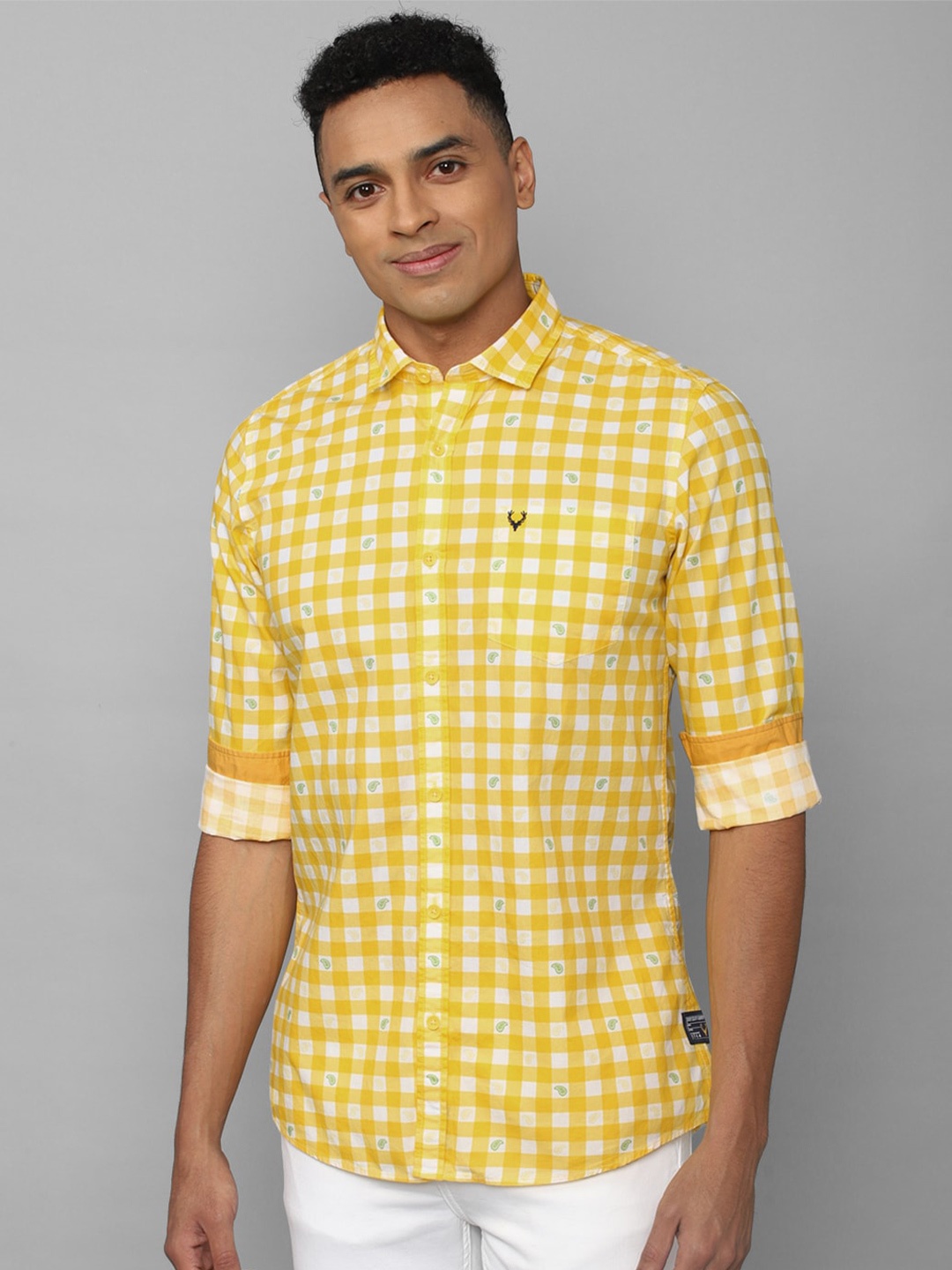 

Allen Solly Sport Men Gingham Checks Casual Pure Cotton Shirt, Yellow