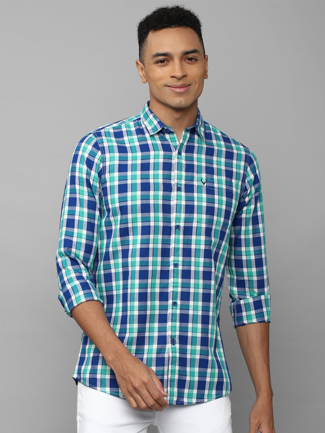 

Allen Solly Sport Men Tartan Checks Pure Cotton Casual Shirt, Blue