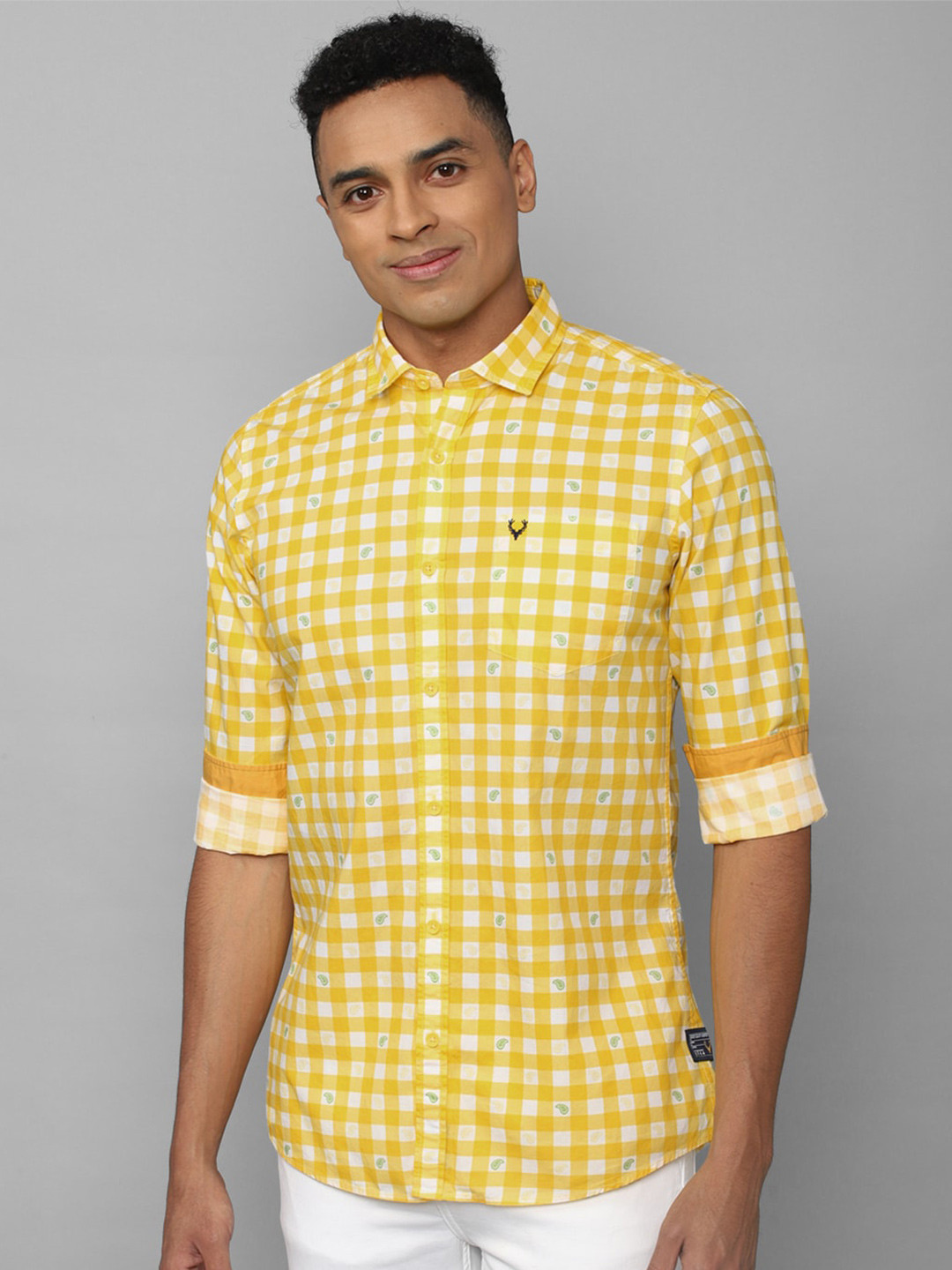

Allen Solly Sport Men Gingham Checks Casual Cotton Shirt, Yellow