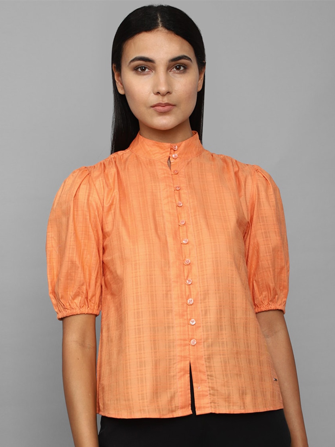 

Allen Solly Woman Striped Casual Pure Cotton Shirt, Orange