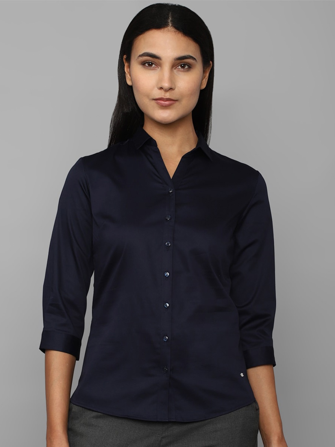 

Allen Solly Woman Regular Fit Shirt, Navy blue