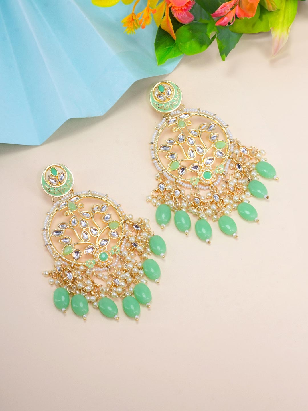 

PRIVIU Gold-Plated Classic Drop Earrings, Green