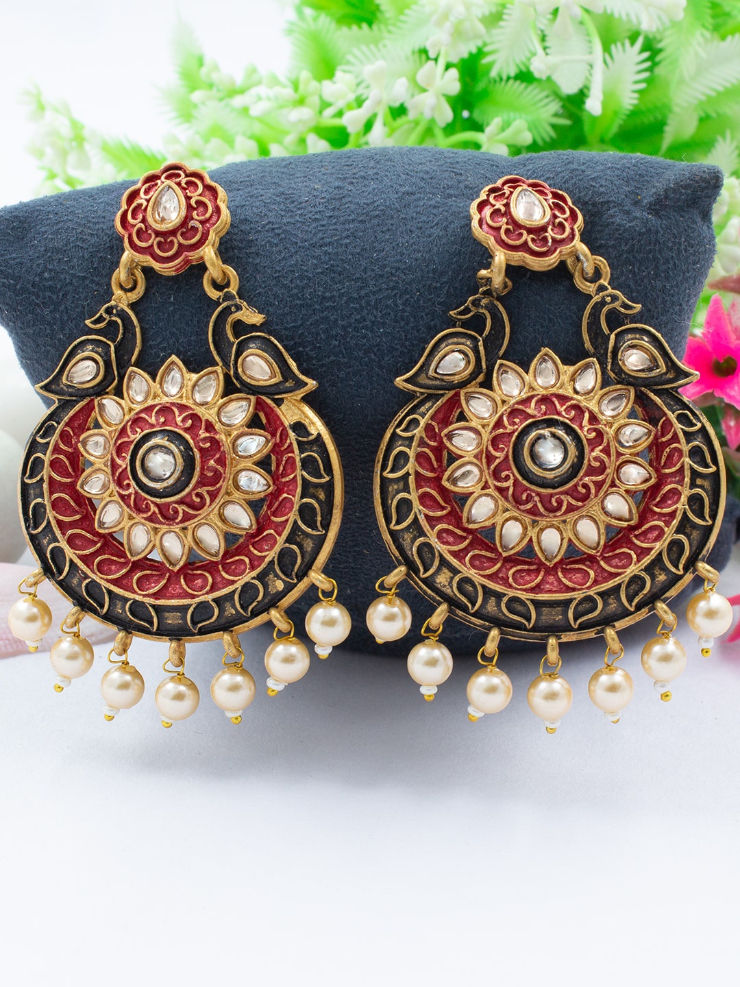 

PRIVIU Gold-Plated Classic Drop Earrings, Red