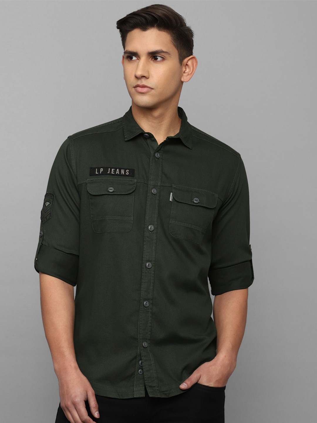 

Louis Philippe Jeans Men Cotton Slim Fit Casual Shirt, Green